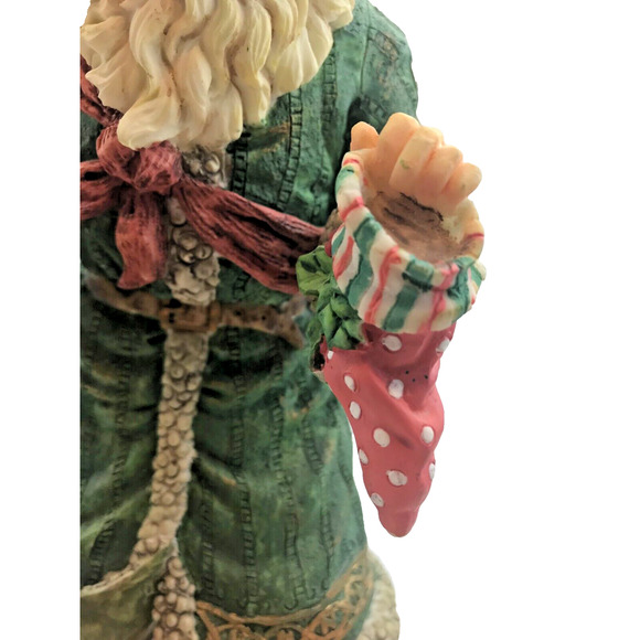 Green Resin Santa with Gifts and Sleeping Little Girl Doll 11" - RARE - Picture 5 of 7